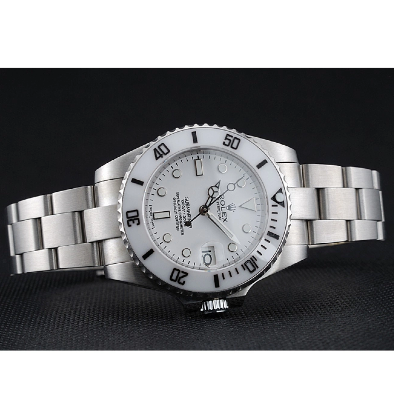 Aaa replica watch Dial Rolex White Steel Submariner Stainless Bracelet 1454152 0802